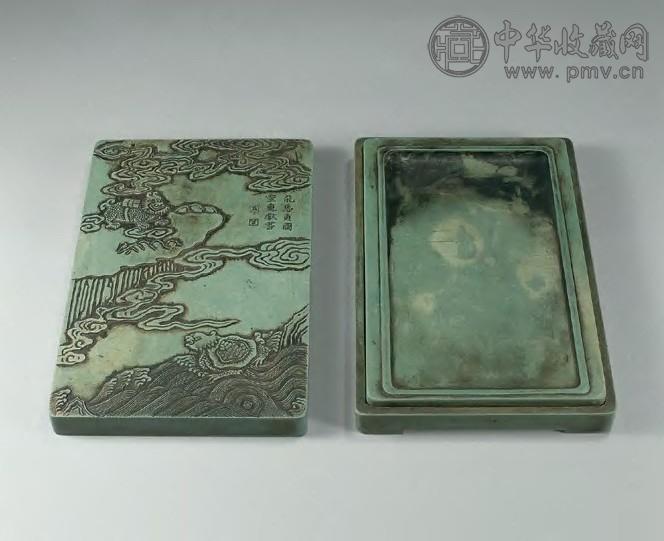 清康熙 素池松花江砚(松花石盒)