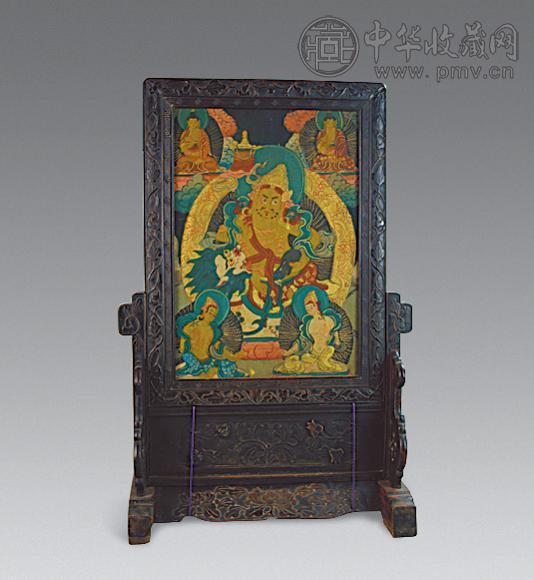 清 楠木雕花卉纹插屏