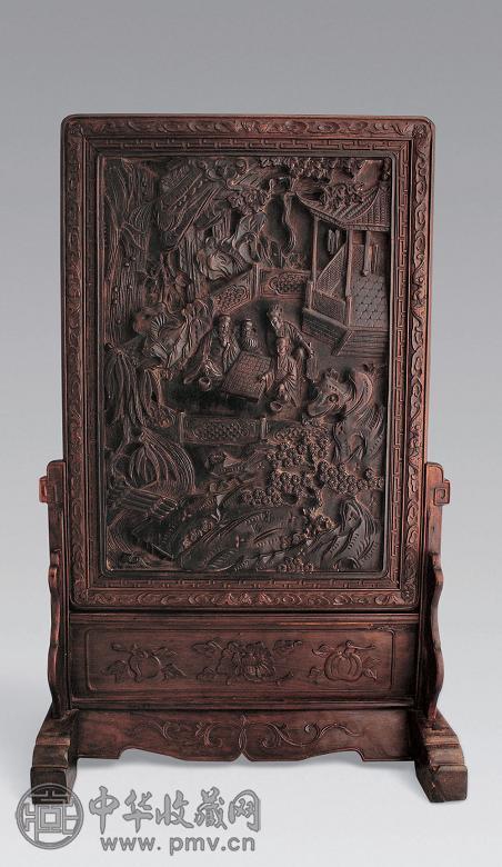 清 红木高浮雕插屏