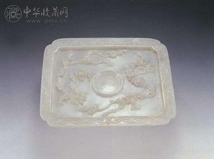 清中期 白玉雕莲花长方盘