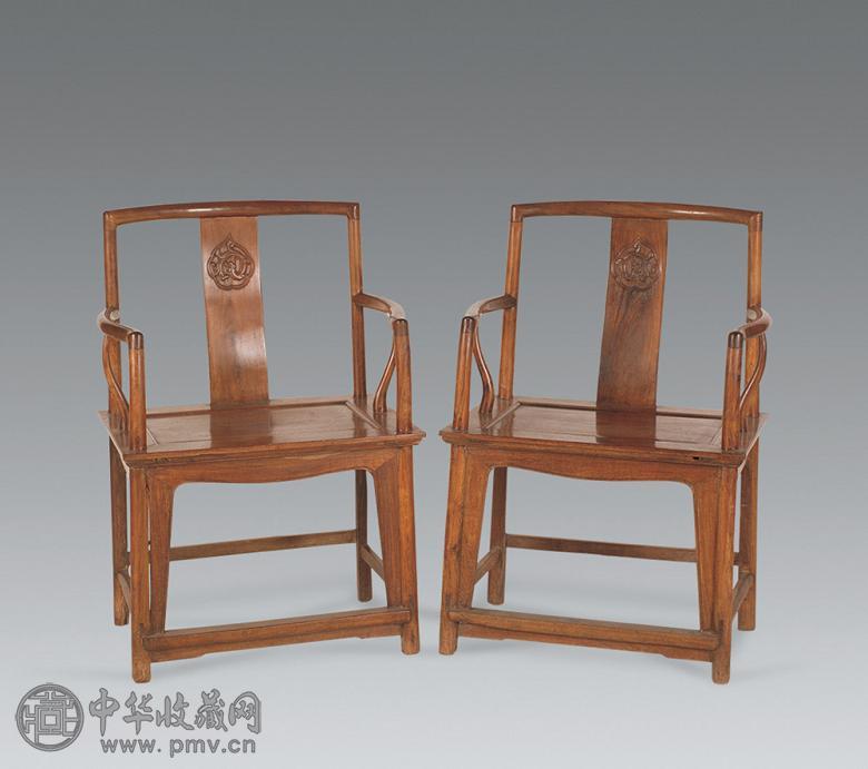 清中期 黄花梨南官帽椅(1对)