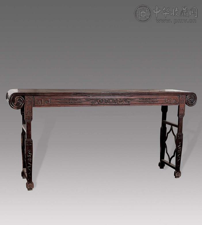 清 黄花梨雕花卷头案