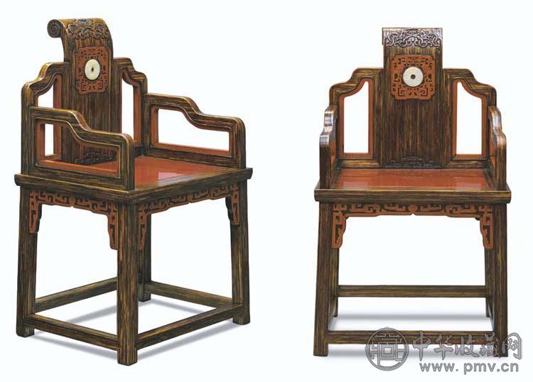 清十八世纪 贴黄玫瑰椅(1对)