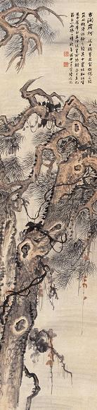 陆恢 1908年作 古涧寒柯图 立轴 设色纸本