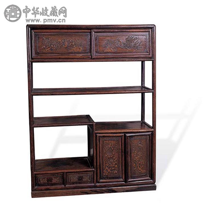 清 红木嵌黄杨书架