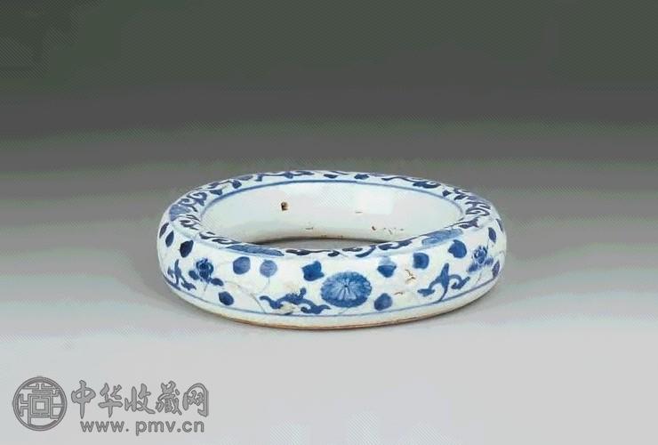 明晚期 青花花卉圆形器