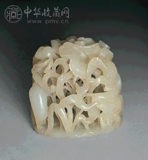 元 白玉透雕莲鹭纹炉顶