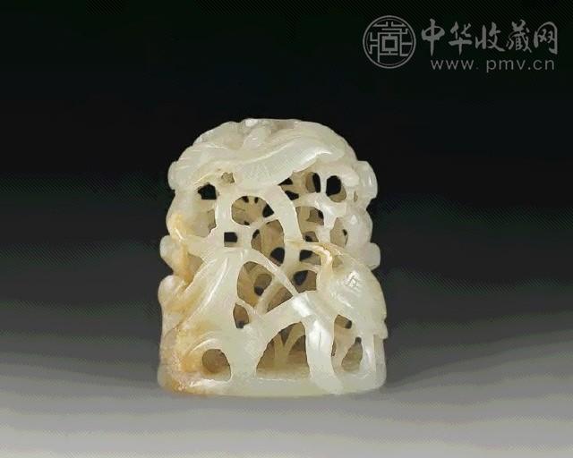 元 白玉透雕一路连科炉顶