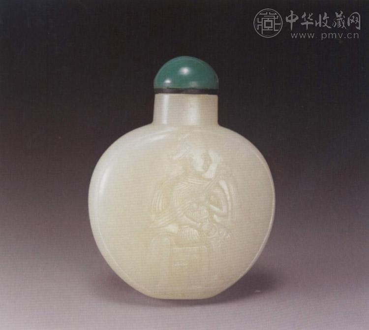 清中期 白玉雕人物鼻烟壶