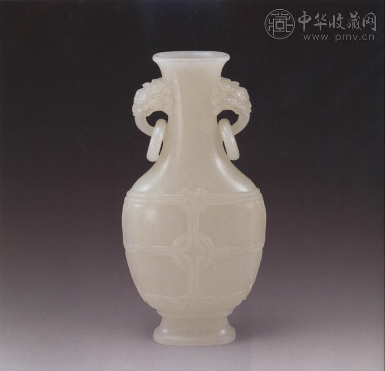 清中期 白玉绳纹双耳瓶