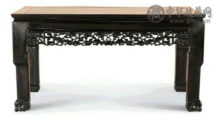 红木雕灵芝纹画案