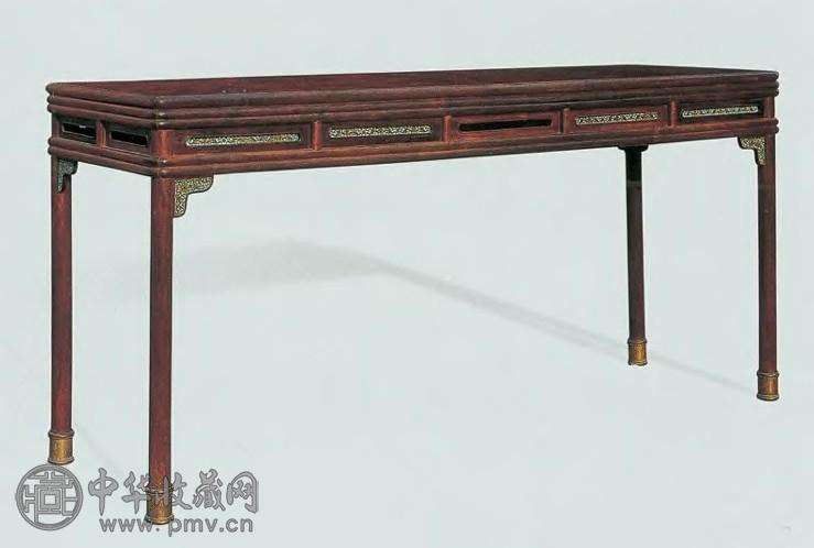 清 紫檀圆裹圆条桌