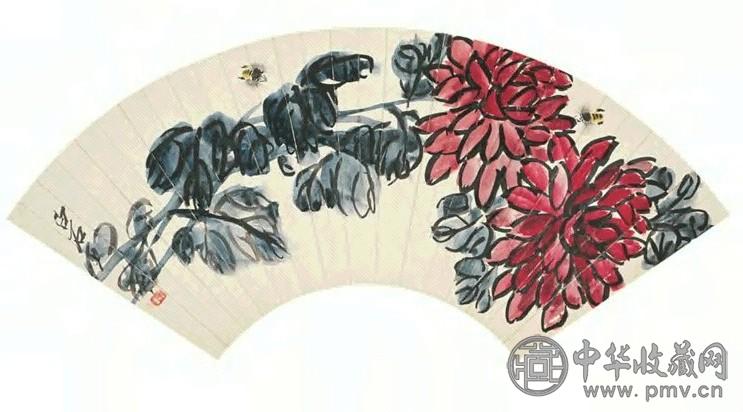 齐白石 菊花蜜蜂 册页 设色纸本