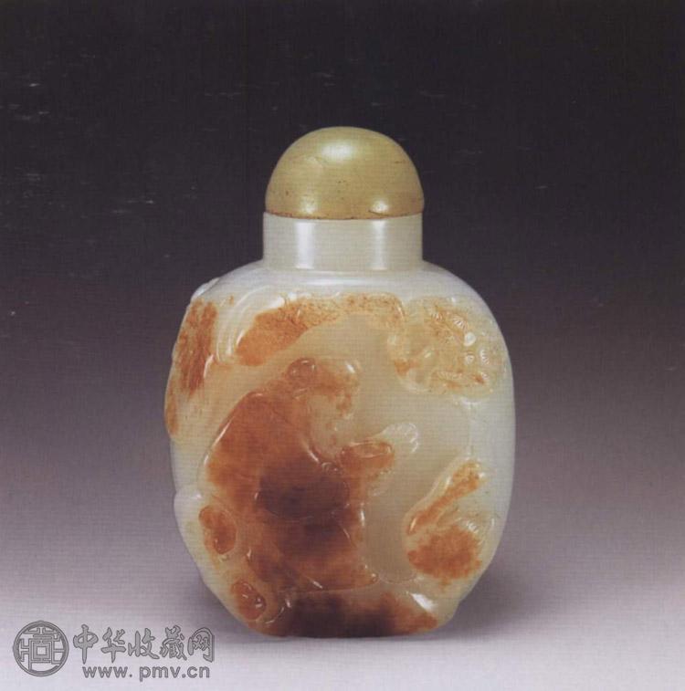 清 白玉巧作羲之爱鹅鼻烟壶