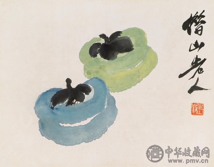 齐白石 柿柿如意图 镜心 纸本