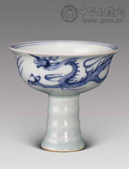 元 青花龙纹高脚杯