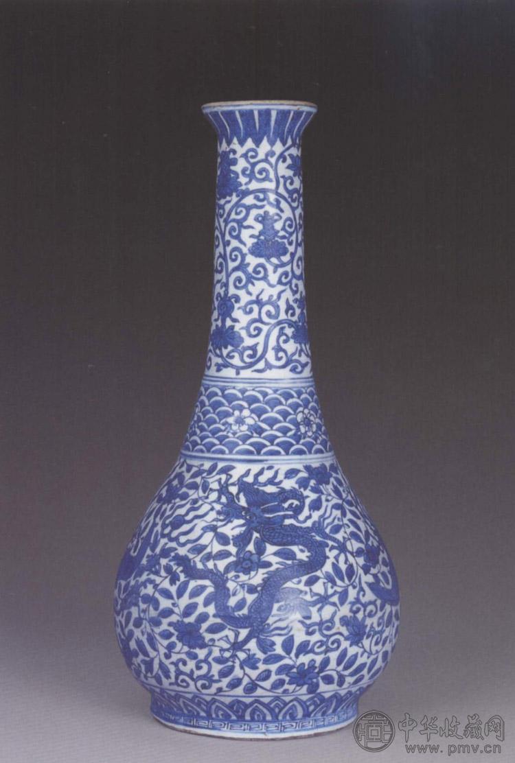 明嘉靖 青花龙凤纹瓶