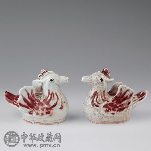 元 青花釉里红鸳鸯砚滴(1对)