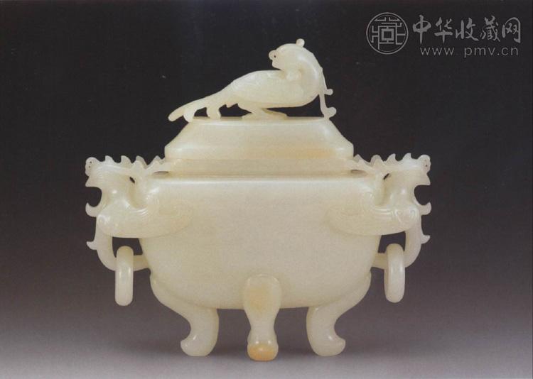 清中期 白玉凤耳四足炉