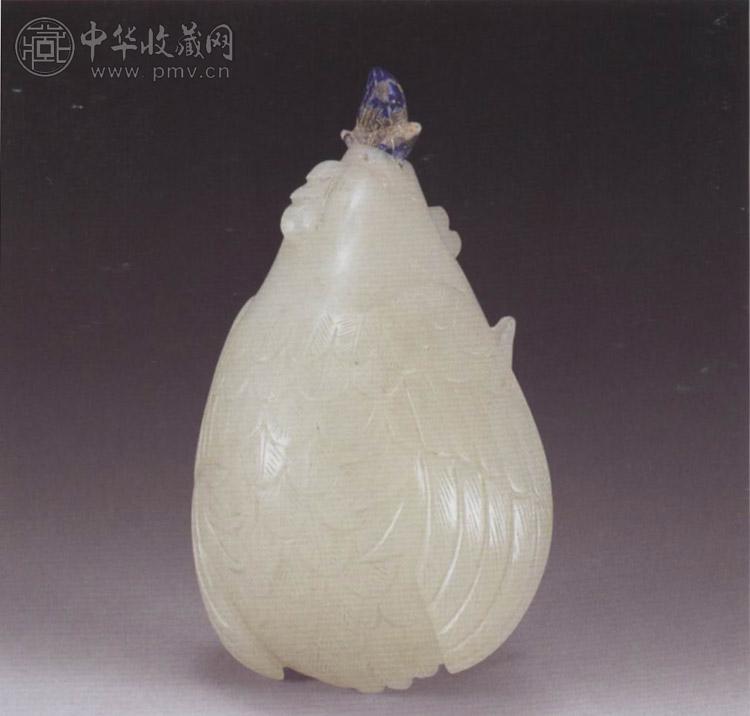 清 白玉鸡形鼻烟壶