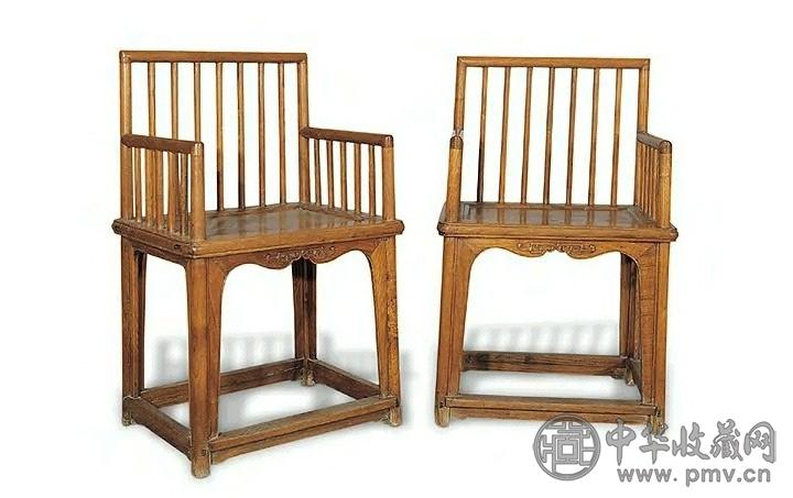 清 榆木梳背椅(1对)