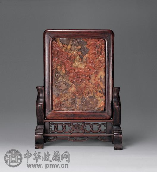 清 寿山石八仙人物插屏