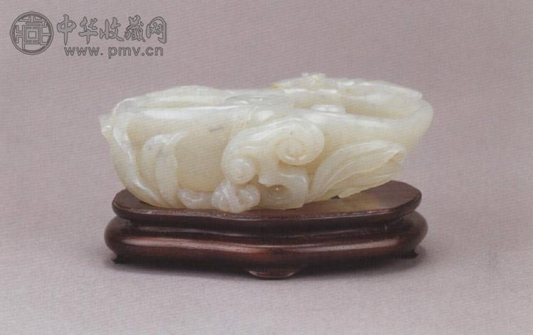 清中期 玉雕福至心灵笔洗