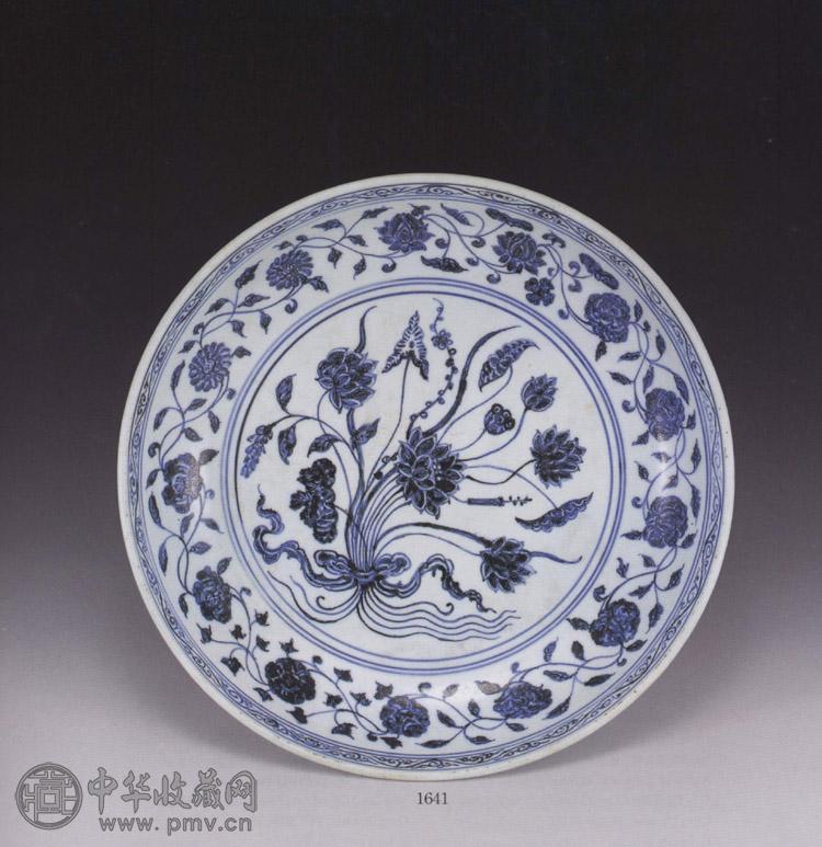 明永乐 青花一束莲盘