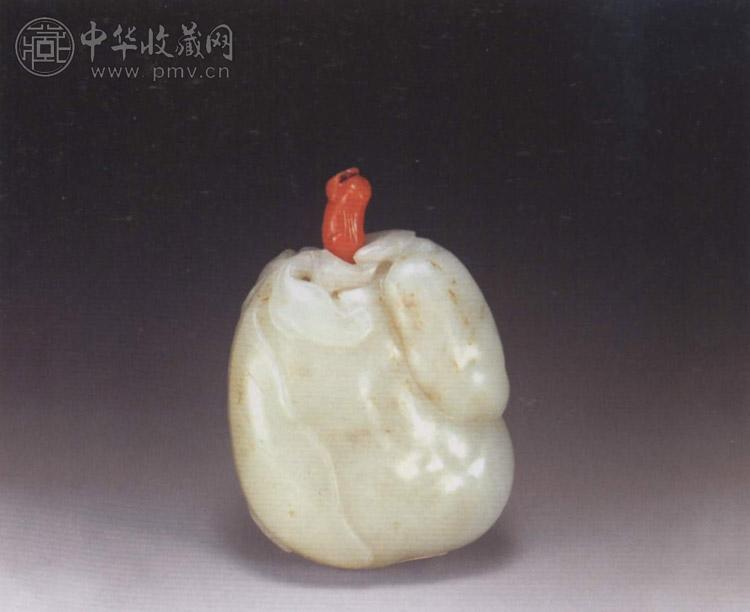 清中期 白玉瓜蝶形鼻烟壶