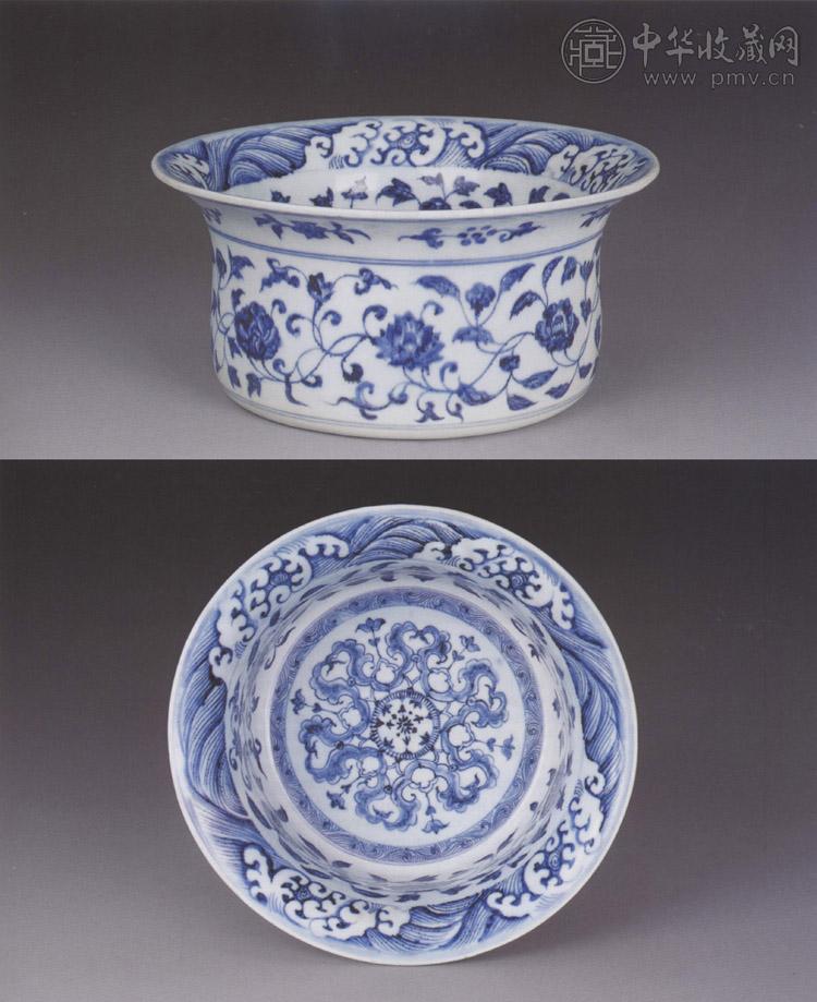 明永乐 青花缠枝四季花纹折沿洗