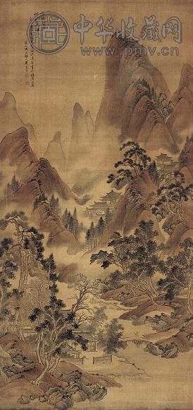 周昌言 壬午年作 策杖访友图 立轴 设色绢本