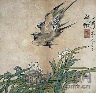 何研北 花鸟 册页(10开) 设色纸本