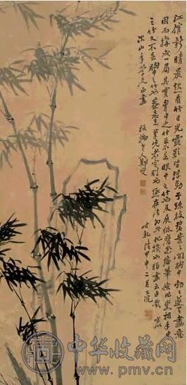 郑板桥 1764年作 竹石图 立轴 水墨纸本
