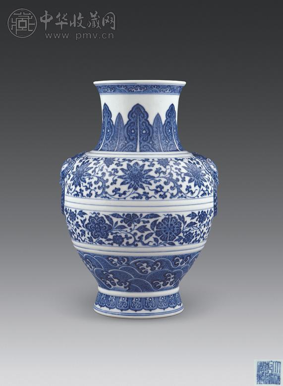 清乾隆 青花铺首尊