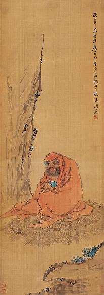 冯润芝 1921年作 罗汉图 立轴 设色绢本