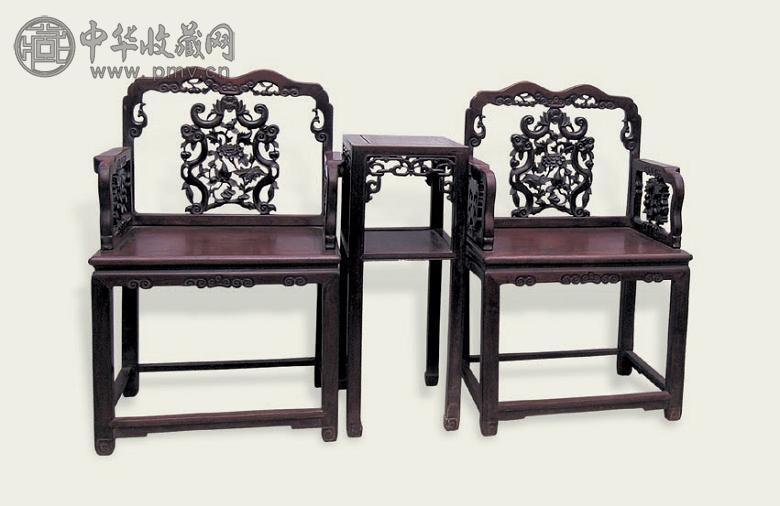清 红木雕花椅(3件)