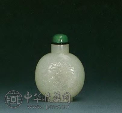 清 白玉雕夔龙纹烟壶