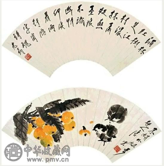 唐云 书画合璧 镜心 设色纸本