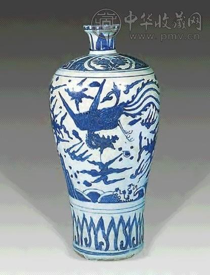 明末 青花云凤梅瓶
