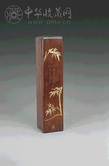 清 红木螺钿竹纹手卷盒