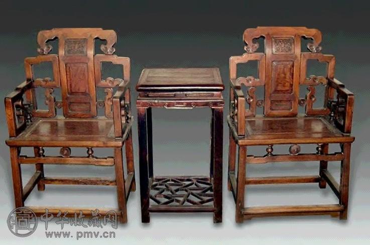 清 榉木太师椅、茶几(1套) 清 榉木太师椅、茶几(1套)