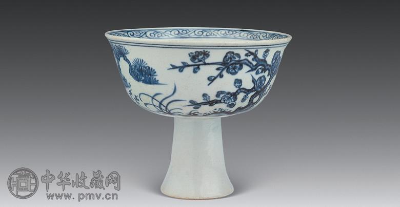元 青花松竹梅纹高足杯