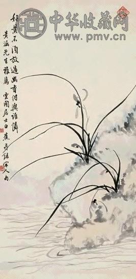 白蕉 兰花 立轴 设色纸本