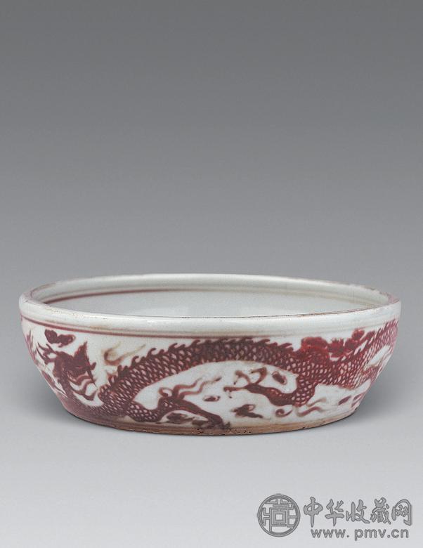 元末明初 釉里红龙纹洗