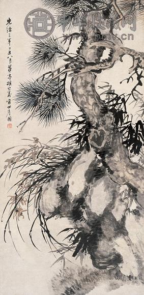 胡公寿 松风兰石 中堂 水墨纸本