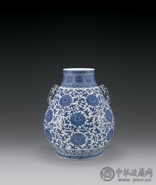清光绪 青花缠枝莲鹿头尊