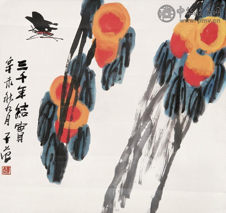 崔子范 花鸟 立轴 设色纸本