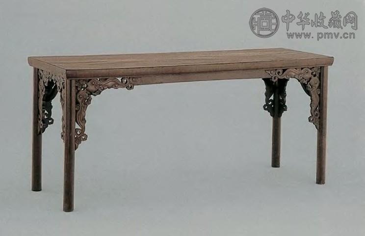 清(苏州)榉木透雕龙纹长桌