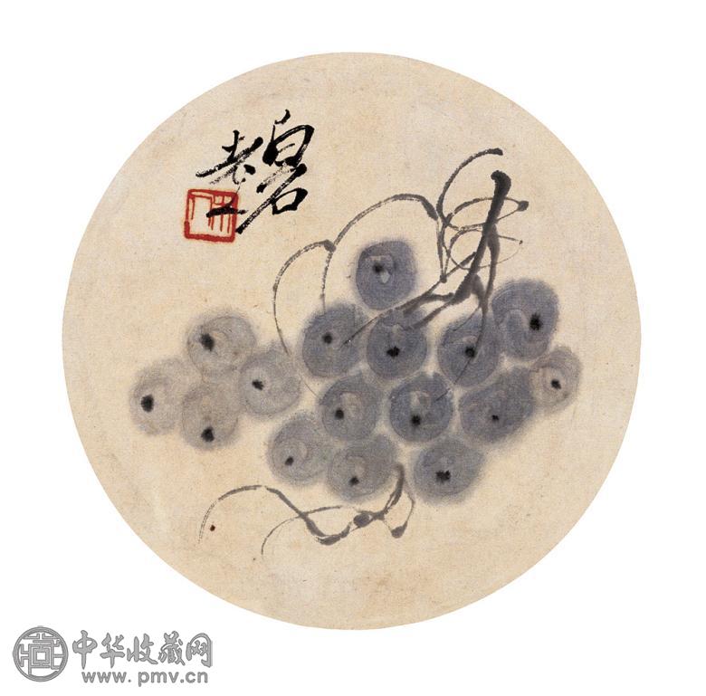 齐白石 葡萄 镜心 设色纸本