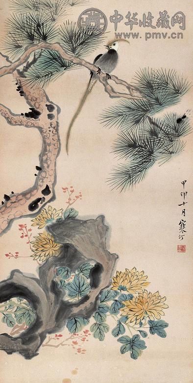 江寒汀 1944年作 花鸟 立轴 设色纸本